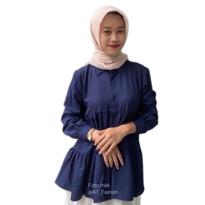 DV367 >> ATFASHION Korean Style | Kemeja Rempel Susun Shakilla Twill | Blouse | Atasan Wanita | Paka