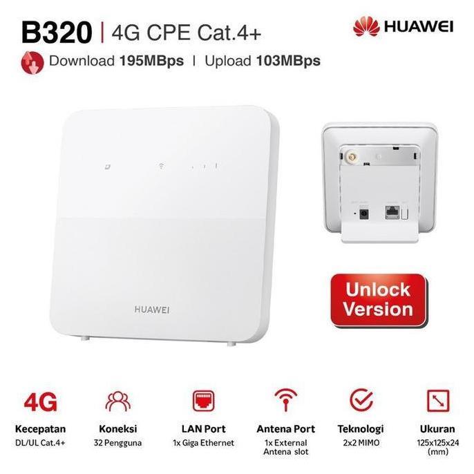 Huawei B320 Modem Router 4G LTE WIFI 4G CPE 5s Unlock versi Paket Bundling Modem Router Huawei B320 