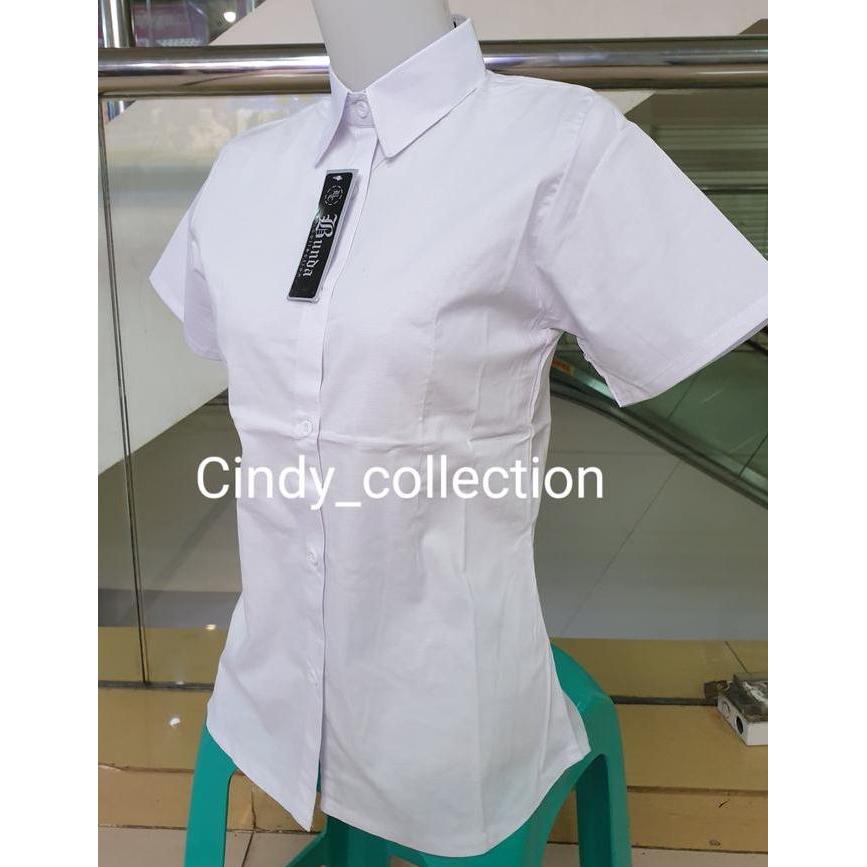 DI75 >> Kemeja Wanita Putih Hitam Polos Lengan Pendek Polos Kemeja Kantor Kerja Formal Katun Stretch