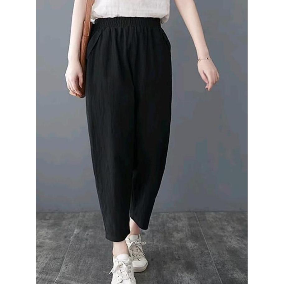 DA39 - celana kulot highwish/CELANA KULOT WANITA polos full karet RAMI LINEN PREMIUM/CELANA WANITA T
