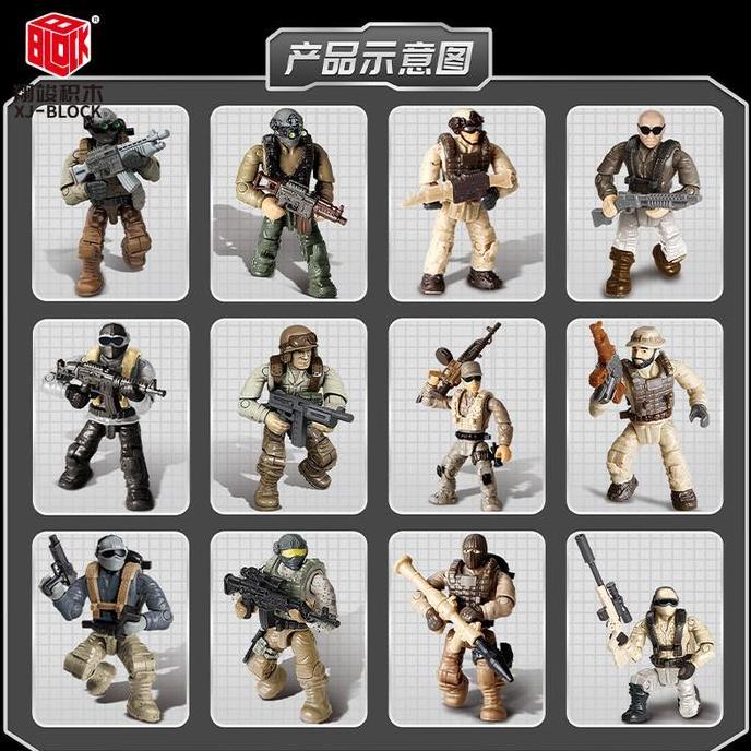 Figure mini balok susun tentara dan SWAT skala megablock - Satuan - Mini Figure Tentara Block Megabl