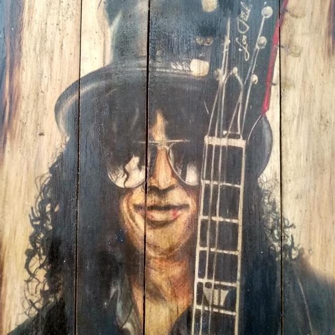 Poster Lukisan Slash GNR Gitaris Jatibelanda Bakar