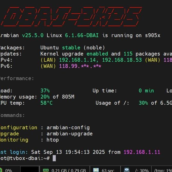 STB ZTE B860H V1 V2 Firmware Armbian Server Desktop Wifi On Sudah Terinstall di Emmc (Internal)