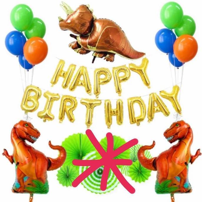 [paket] set ulang tahun anak dekorasi dinosaurus mini binatang zoo Balon Biru