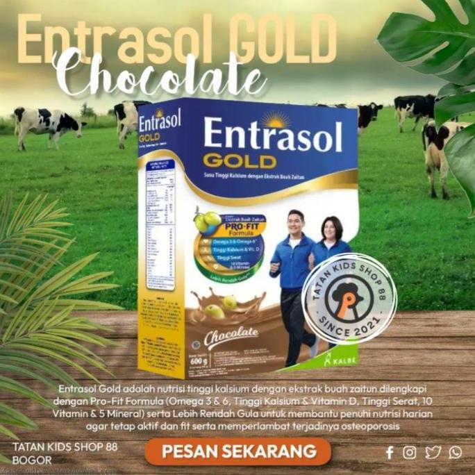 New- Susu Entrasol Gold Vanila Dan Coklat 600 gram Untuk Menjaga Kesehatan Tulang Dan Daya Tahan Tub