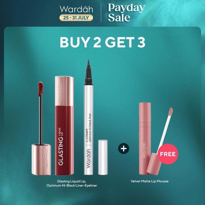 [8.8 DEALS: FREE Lip Mousse] Wardah EyeXpert Optimum Hi-Black Eyeliner + Glasting Lip - Eyeliner Wat