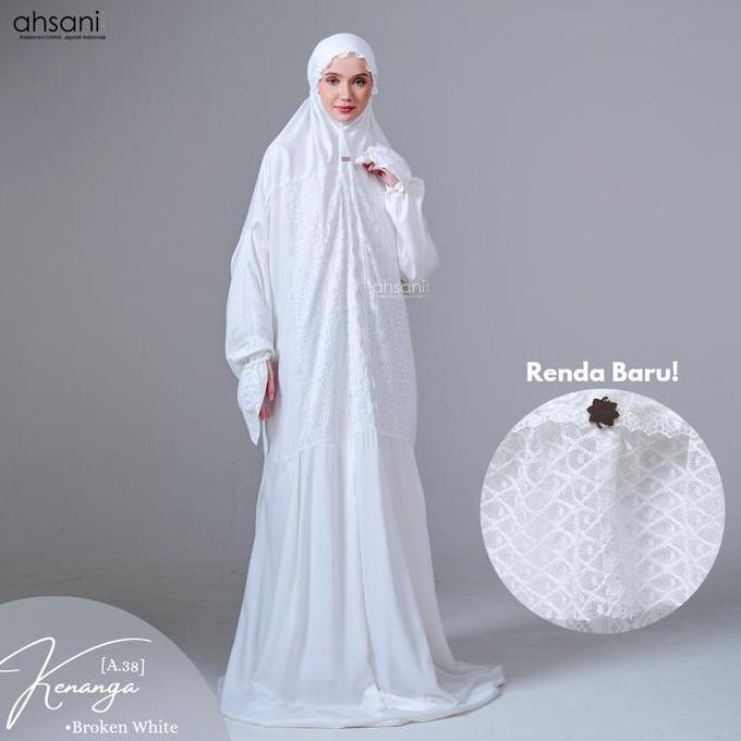 Mukena Terusan Putih Kenanga Ahsani A38 Rayon Premium Tebal Adem Dingi Terlaris
