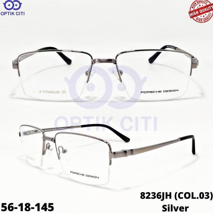Frame Kacamata Pria Half Frame Titanium 8236 Ringan High Quality Terlaris