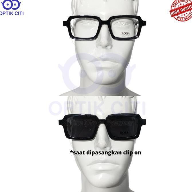 Frame Kacamata Clip On Kacamata Hitam Pria Wanita Bos 6033 Terlaris