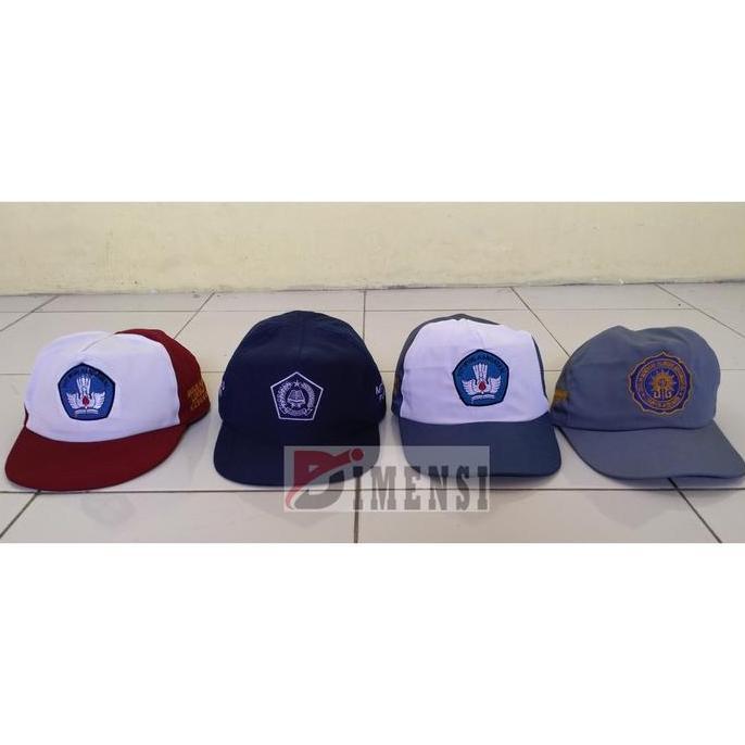 Topi SD SMP SMA Bordir Identitas Logo Nama Sekolah