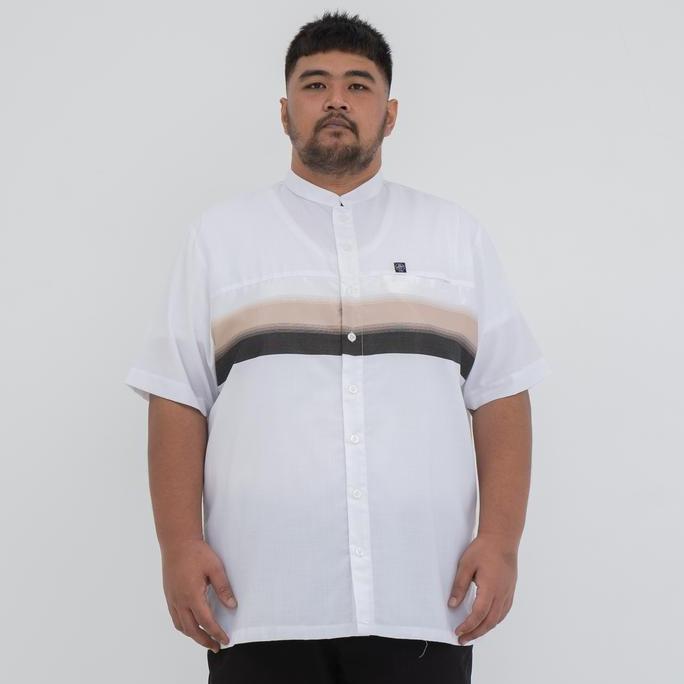 Kemeja Koko Jumbo Big Size Pria Laki Cowok Linen Putih 3 Layer BAH 626 Terlaris