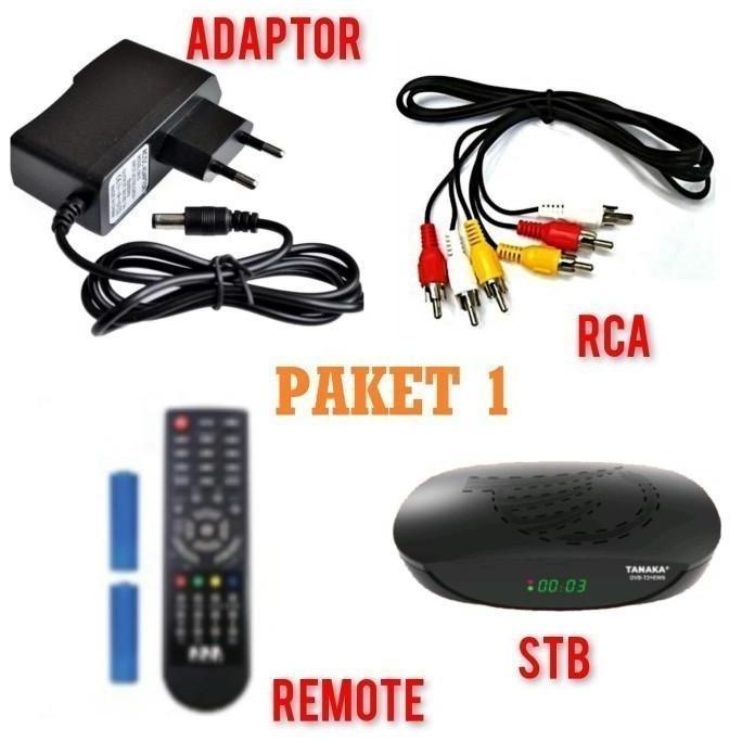 STB DVB SET TOP BOX TV DIGITAL TANAKA T2 NEW BODY PLASTIK HITAM - PAKET 1 2 3 4