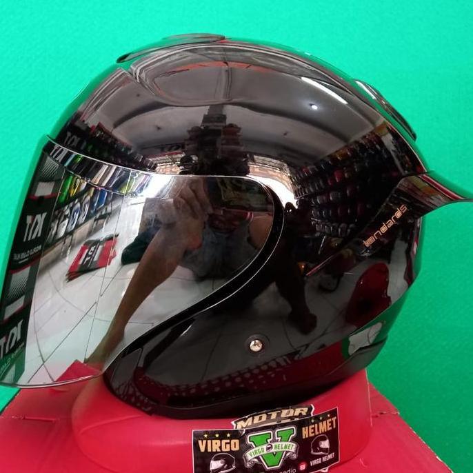 HELM KYT KYOTO HITAM GLOSSY + VISOR VENOM+SPOILER PAKET GANTENG