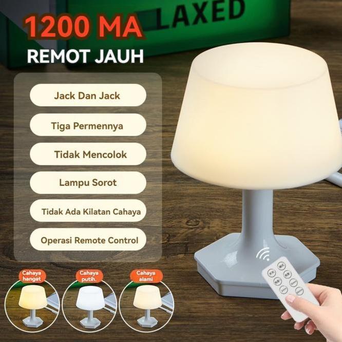 Lampu Meja Minimalis Led Dengan Remote Lampu Tidur Led Putih Lampan Lampu Kamar Aesthetic Rechargeab
