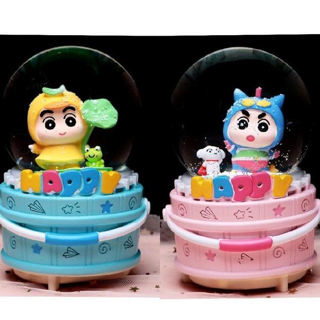 Snowball Musik Aesthetic Music Box Lampu Shinchan Kotak Musik Beutar Kristal Bola Salju Lucu Thday G