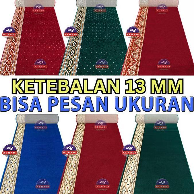 Alhadi Karpet Masjid Alagra Meteran Ukuran 100 X 120Cm Tebal 13Mm Sajadah Mushola Empuk Lembut