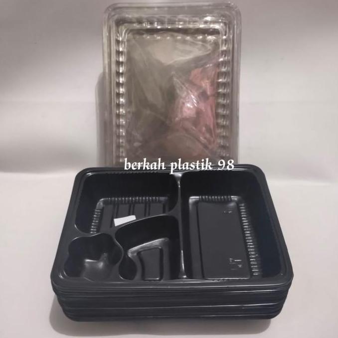 New- mika Bento 4 sekat kotak nasi mika tray kotak nasi warna merah