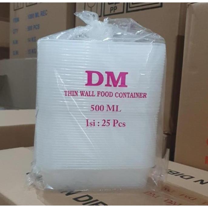 New-  KOTAK MAKANAN/PLASTIK MAKANAN/THINWALL MERK DM 500ML/500 ML