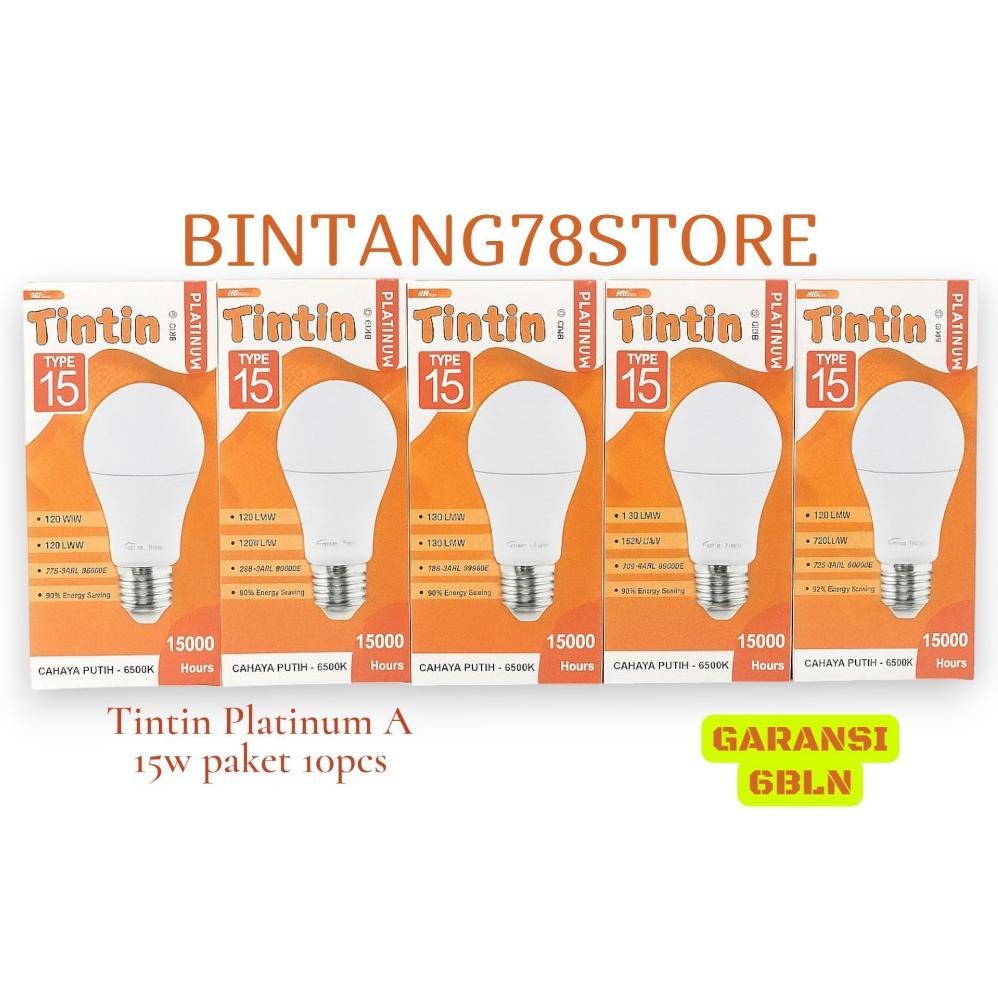 LAMPU Tintin PLATINUM A 15W PAKET 10 PCS - Bohlam Tintin 15 Putih GARANSI