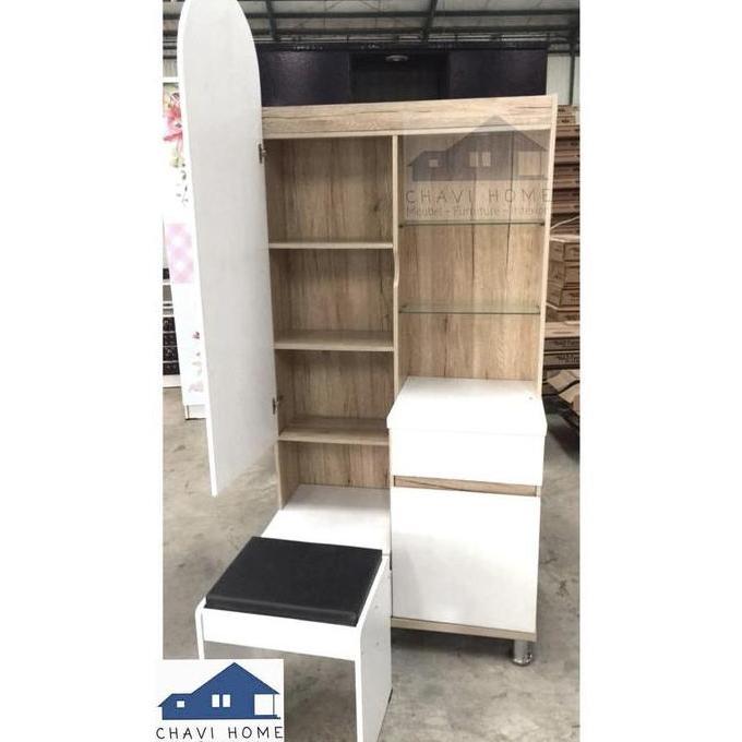 Terlaris Set Meja Rias Kaca Panjang Tinggi Lengkap Dengan Lampu Dan Kursi Top