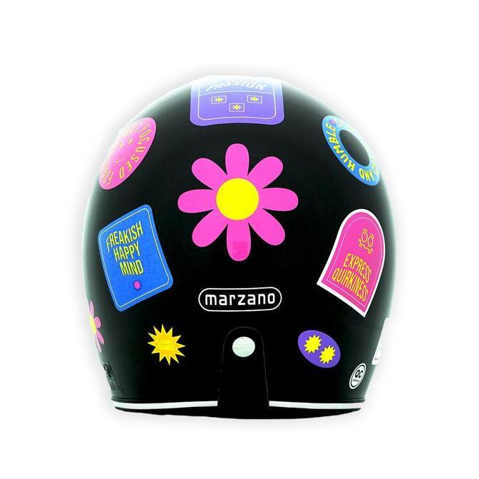 Marzano X Loony Helm Retro Bogo Half Face Black Glossy Size S-Xl Berstandar Sni