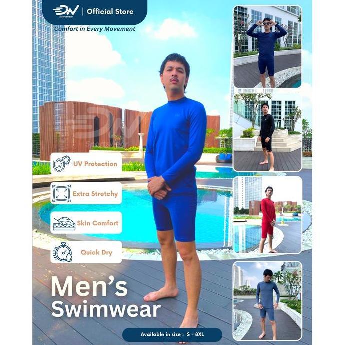 Setelan renang pria/Setelan baju renang pria/Baju renang pria dewasa/Setelan baju renang lengan panj