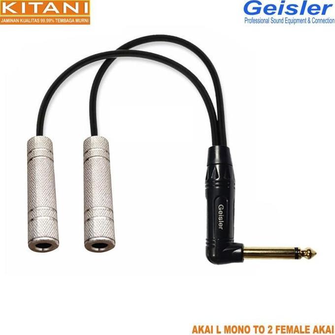 Kabel Cabang 1x Jack Akai L Mono BK to 2x Akai Cewe/Female - Geisler