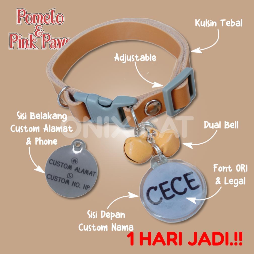 Kalung Kucing Custom Nama / Kalung Kucing Custom Nama Tali Kulit Sintetis / Kalung Kucing Custom Nam