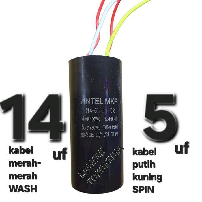 ( 14 + 5 ) 14uf+5uf kapasitor capasitor elko starting dinamo motor mesin cuci pengering wash  spin b
