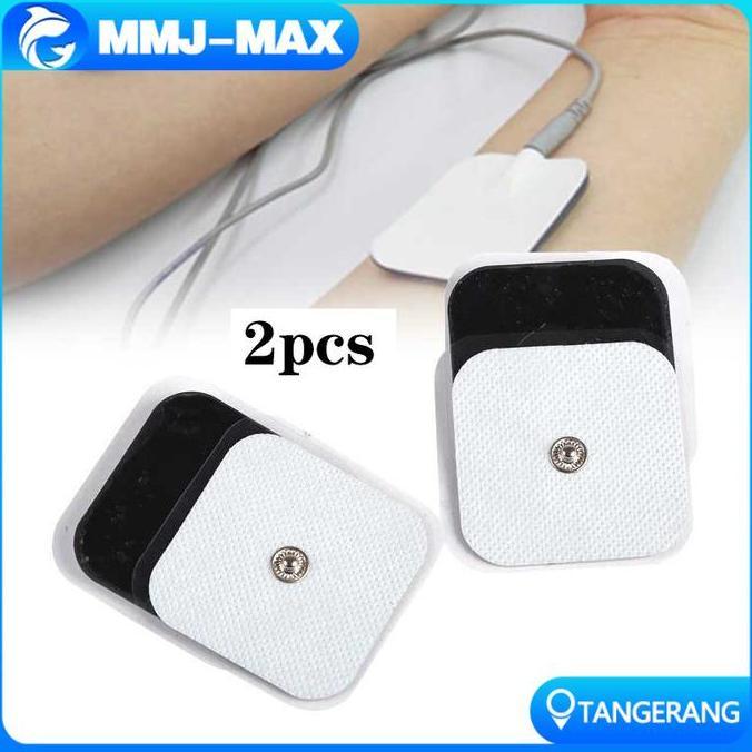 RURI 2pcs/set Pad Tens Elektroda 5x5cm Kancing Electrode Pads Untuk Beurer EM EMS Bahan Premium Nyam