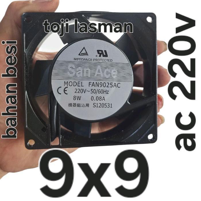 9x9 cooling fan kipas angin hexos kotak ac 220 220v 9cmx9cm 9x9 besi