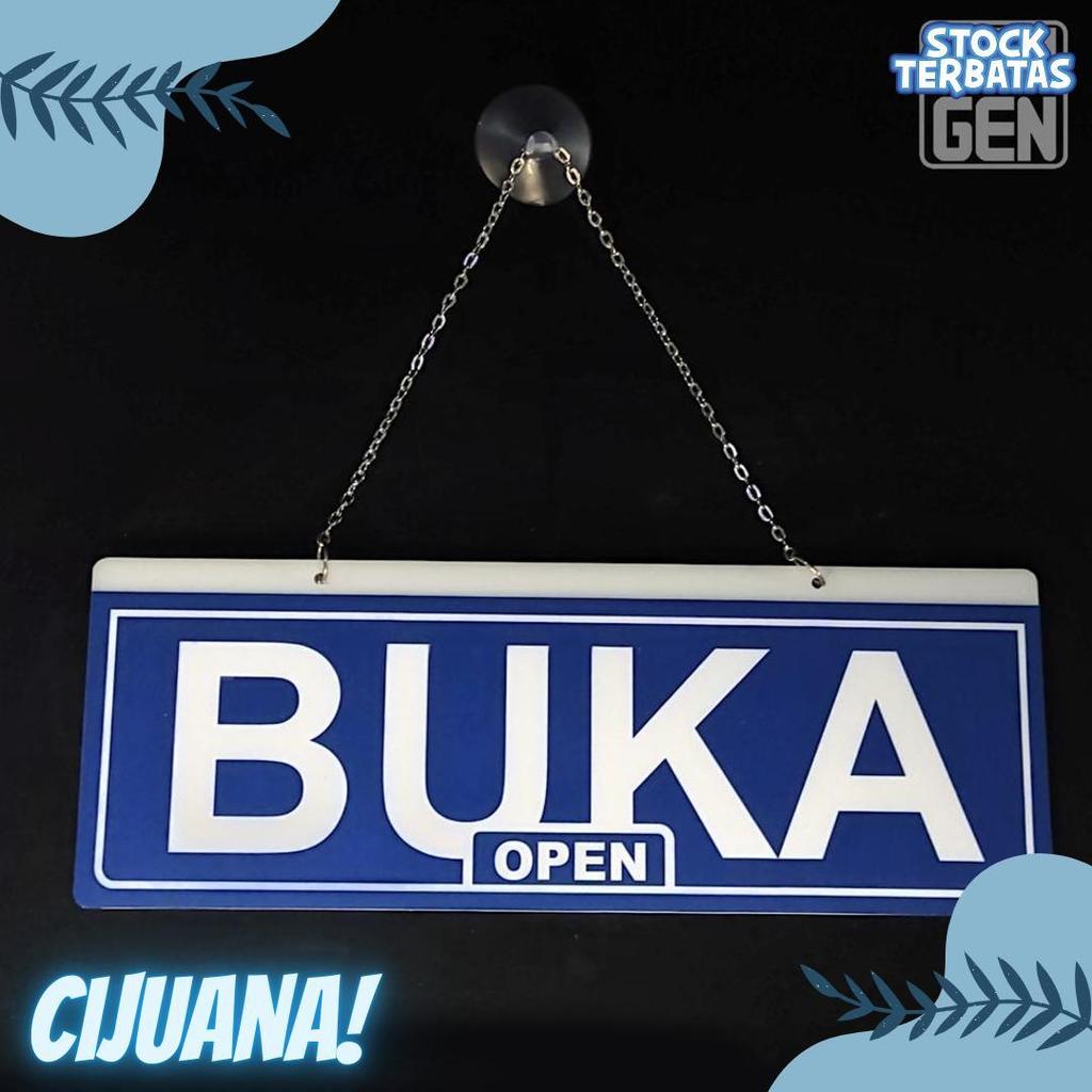 50% Off Papan Buka Tutup Toko Akrilik Open Closed Warna  Merah Biru - Plang Cafe, Salon, Warung, Kan