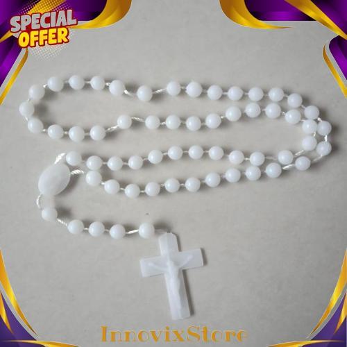Premium Kalung Rosario Fosfor Katolik Bulat 8 Mm Menyala Dalam Gelap Aksesoris Souvenir Benda Rohani