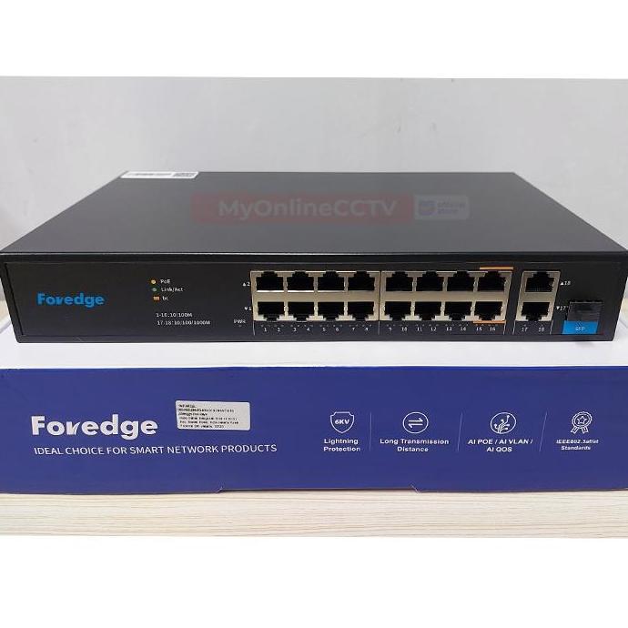 Foredge AI8016M Switch 16 Port AI PoE IP Camera With SFP Unmanaged Hub