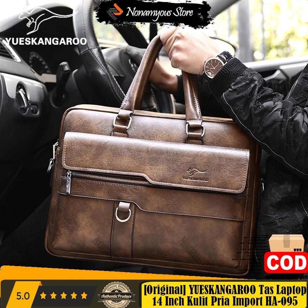 [Original] YUESKANGAROO Tas Kerja Laptop 14 Inch Kulit Pria Import Men's Business Handbag HA-095