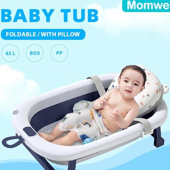 Momwell Bak Mandi Bayi Lipat Dengan Bantal Mandi Tempat Mandi Bayi Portable Merah Jaringmandi Baby B