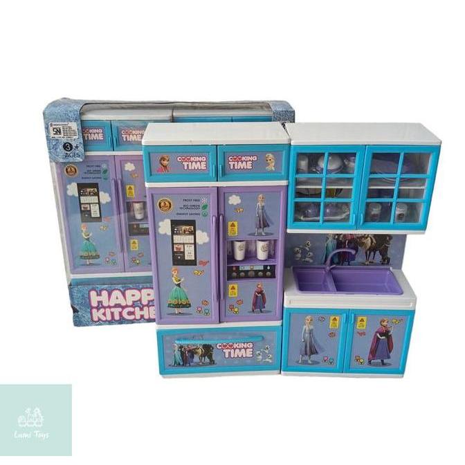 Mainan Anak Perempuan Alat Masak Masakan Kulkas Kitchen Set Frozen Elsa Anna BP6650