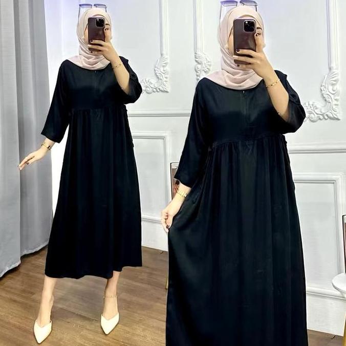 DASTER DRESS POLOS RAYON TEBAL LENGAN 3/4