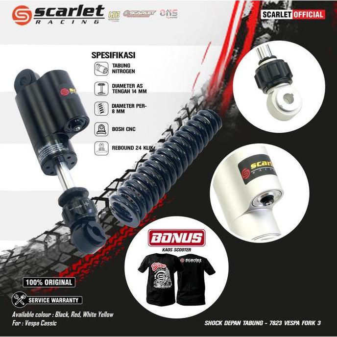 SCARLET RACING Shock Breaker Skok Depan Tabung Motor Vespa Klasik 7823 Fork3 Motorcycle