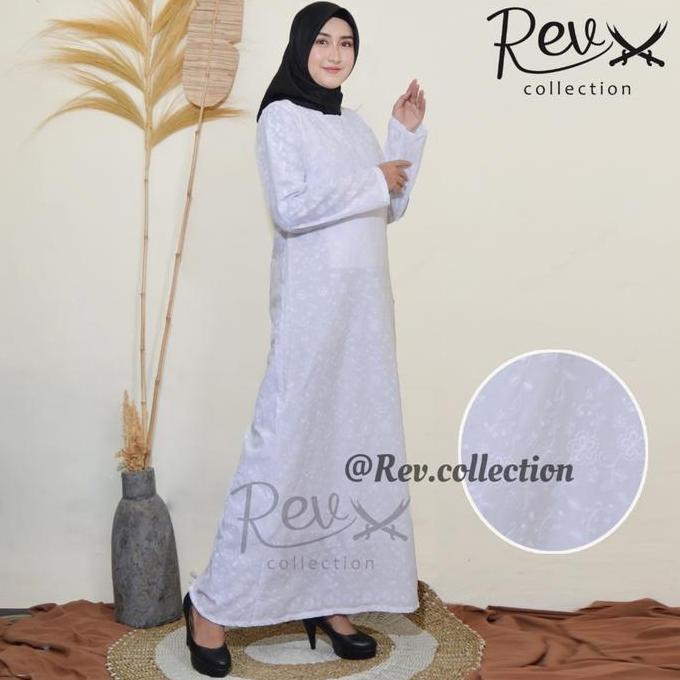 Gamis Haji Umroh Wanita Berkantong Depan Katun Paris Hitam & Putih Bordir Terlaris