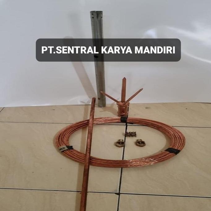 Penangkal Petir 1Tombak Trisula +20M Kabel Anti Petir Tinggal Pasang