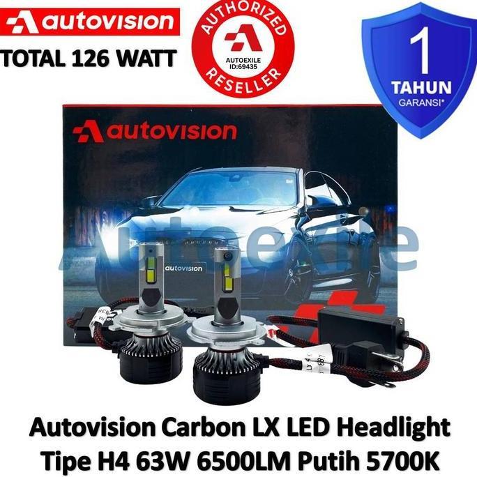 Autovision Carbon LX LED Headlight H4 12V 63W Putih 5700K Lampu Depan Mobil High Beam Low Beam