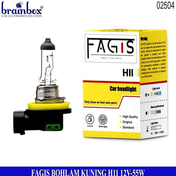 Fagis Bohlam Kuning H11 12V 55W Lampu Headlamp Foglamp Kabut