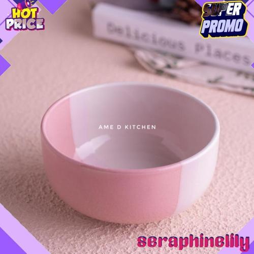 Super Mangkok Sup Bulat Keramik Two Tone Pink