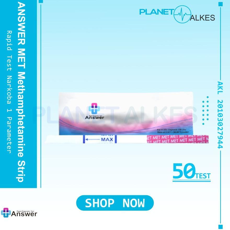 Rapid Test Narkoba 1 Parameter ANSWER COC/AMP/THC/MOP/BZO/MET Drug Test Strip 50 Test / AMP CARD 25 
