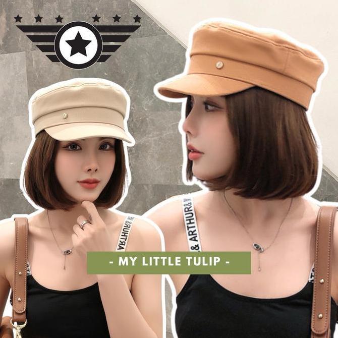 Topi Military Wanita Pria Topi Keren Cewek Topi Bagus Kekinian Korea