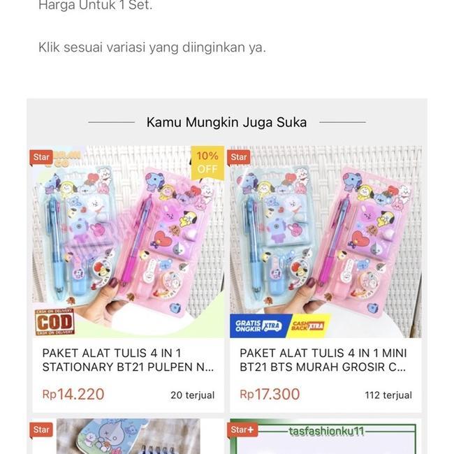1 Set Alat Tulis 4In1 Buku Pulpen Highlighter Tape Bts Notebook Bt21 Murah Baru
