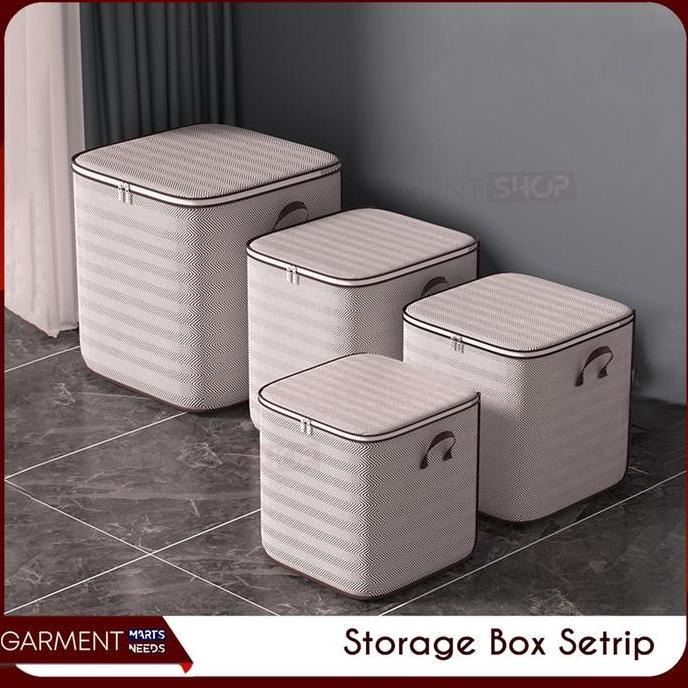 Storage Bag Jumbo Tas Keranjang Penyimpan Selimut Pakaian Lemari Box Organizer Tutup Resleting
