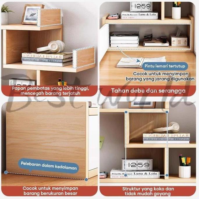 Rak Buku Kayu  Mini Rak Buku  Belajar Kayu Susun Rak Desktop Storage Rak Organizer Dengan Laci meja 