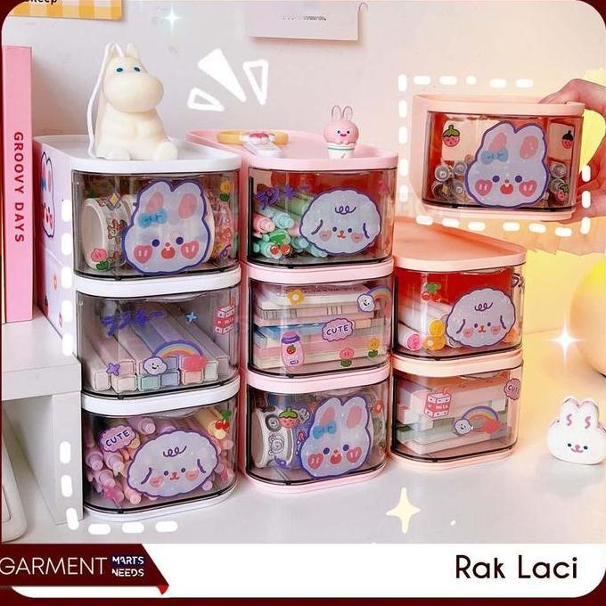Laci Mini Susun Container Tempat Penyimpanan Serbaguna Kotak Plastik Alat Tulis Stationary Akrilik L